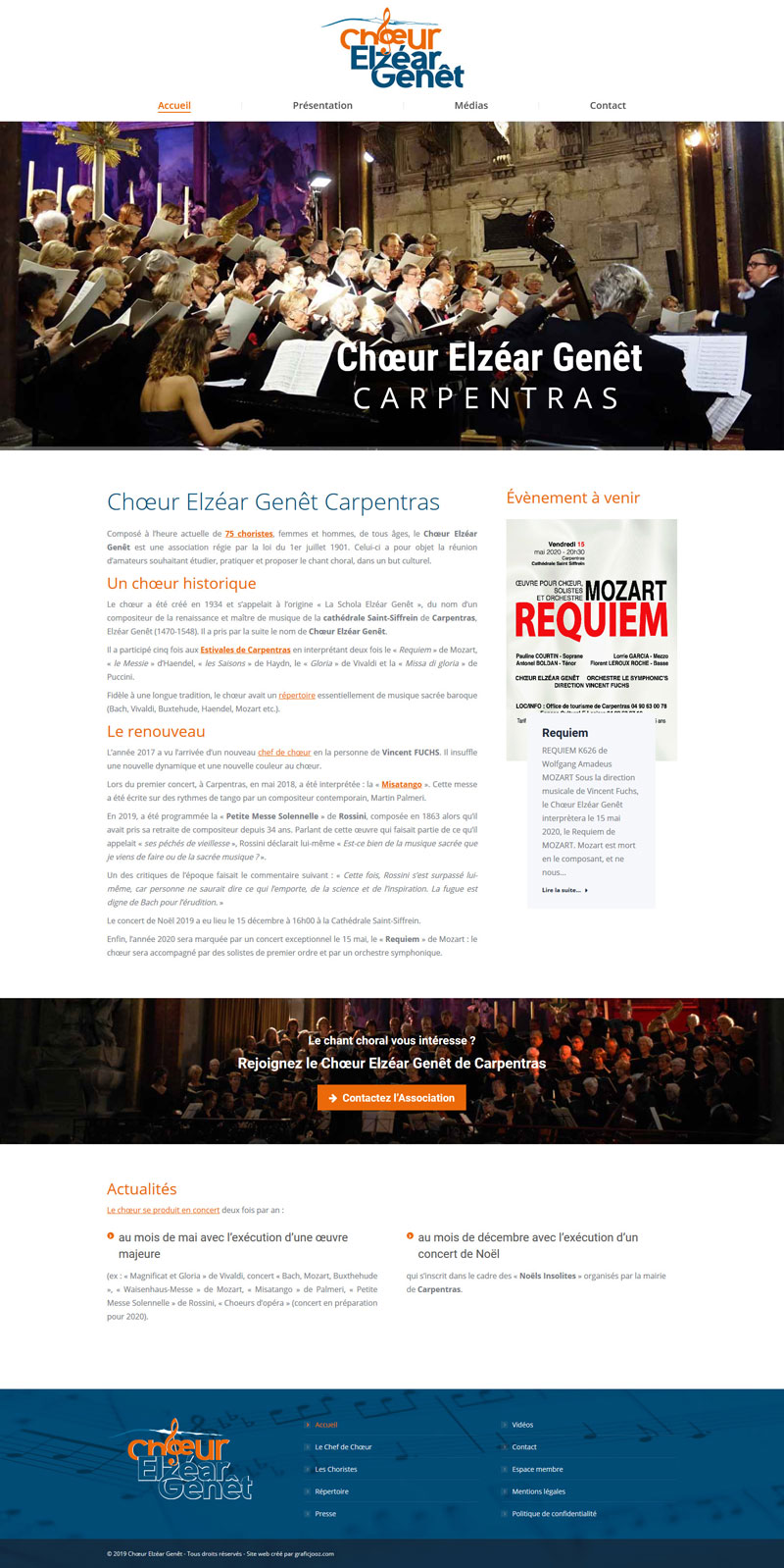 creation de site wordpress : choeur elzear genet carpentras