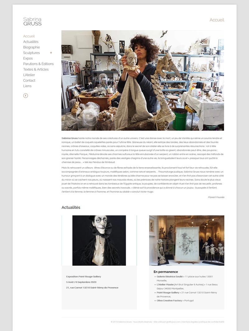 création de site wordpress de Sabrina Gruss par graficjooz