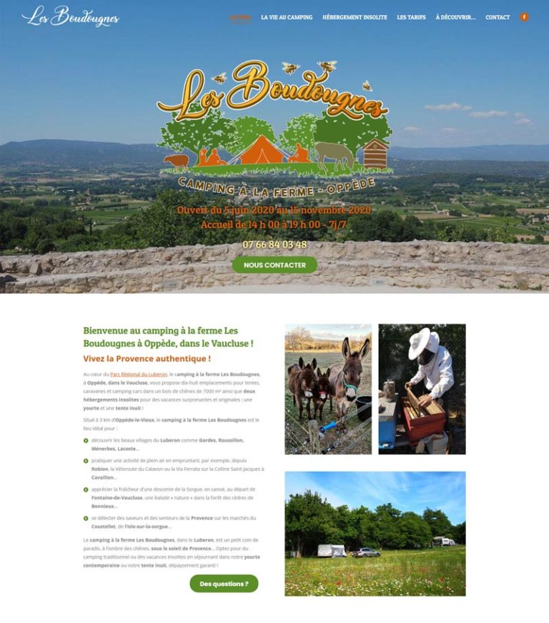 création de site web vaucluse : camping les boudougnes par graficjooz.com