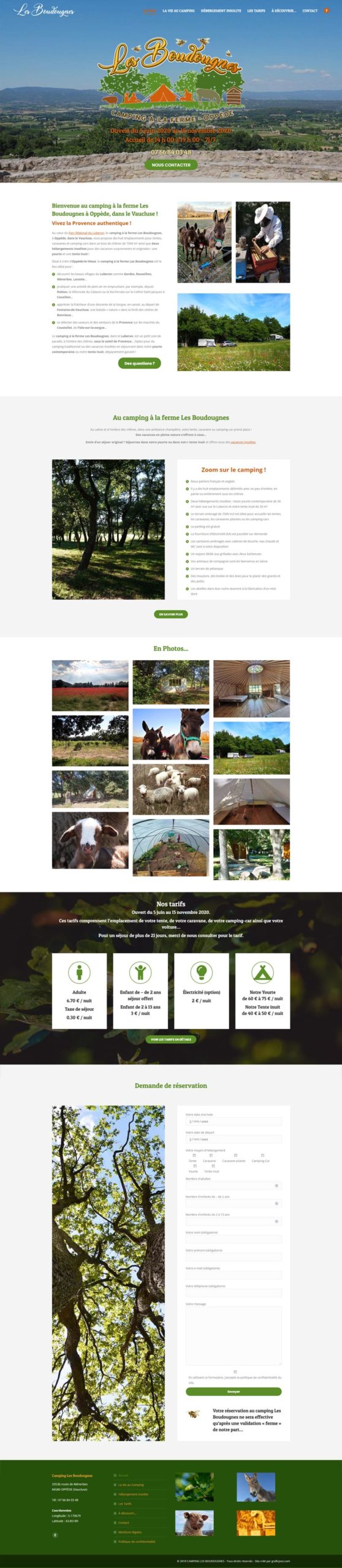 création de site web vaucluse : camping les boudougnes par graficjooz.com